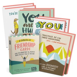 Em & Friends Friendship and Encouragement Cards, Illustrated Friendship Quotes Blank Inside Cards (Box of 8, Assorted Cards, 2 Each 4 Styles)