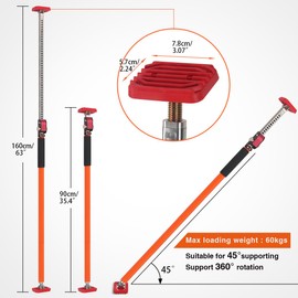 DMITER Cabinet Jack Support Pole, Adjustable 3rd Hand Support System, Extends 35.4 to 62.9 Inches, 154 LB Capacity Telescopic Quick Support Rod with Non-Slip Pads for Cabinet Installations, 2 Pack