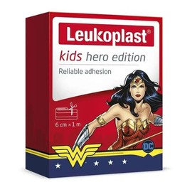 Leukoplast Kids Plaster Roll Wonder Woman Hero Edition - Fun, Child-Friendly & Safe Superhero Recovery - Customizable & Water-Resistant Kids Plasters - Latex-Free - 1m x 6cm - 3X Roll Pack
