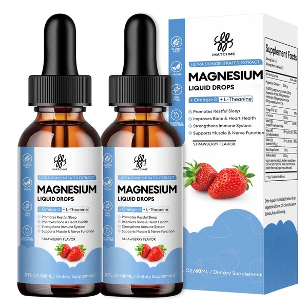 (2 Pack) Magnesium Glycinate Liquid Drop with Citrate, Oxide and