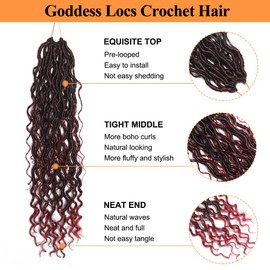 "Boho Braids Crochet Hair 8 Packs 1B/Bug Goddess Locs Braid Crochet Hair for Women 12 Inch Faux locs Crochet Hair Extension (1B/Bug,12 Inch)"