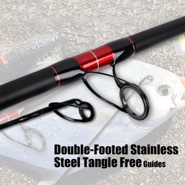 Fiblink Surf Spinning Fishing Rod 2-Piece/3-Piece/4-Piece Carbon Fiber Travel Fishing Rod (10-Feet & 12-Feet) (12' - 4pcs - H)