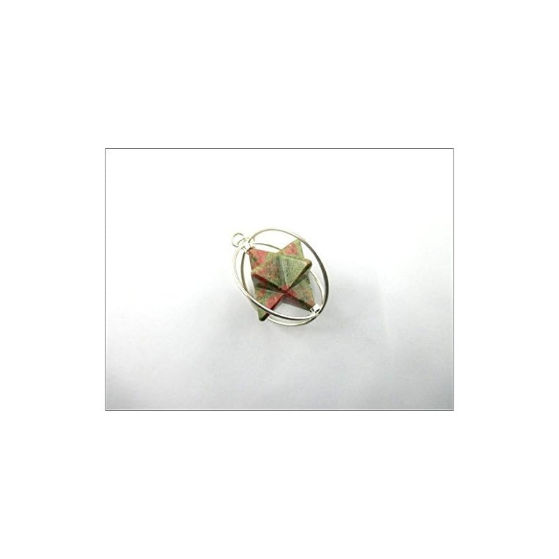 Jet International Energized Unakite Spinning Star Merkaba Pendant 1 Inch