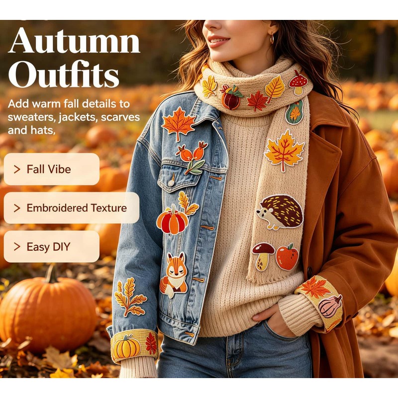 Cute Fall Iron on Patches for Clothes DIY Crafts, 32PCS
