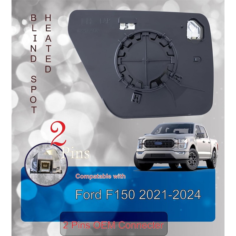 EAP Passenger Side Mirror Glass Compatible with Ford F150 2021-2026,