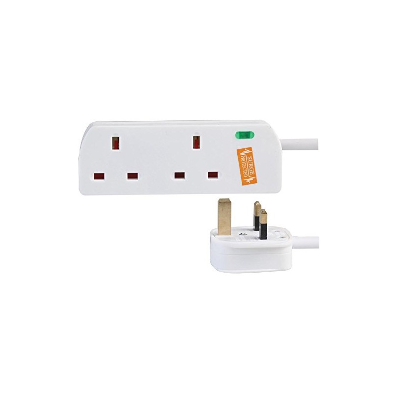 2 Gang Surge Protected Extension Lead 5m White