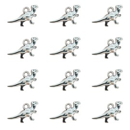 100pcs Dinosaur Charms Pendants for Jewelry Making Necklace Bracelet Earring Key Chain DIY Craft, Silver Dinosaur Pendant, Metal, alloy