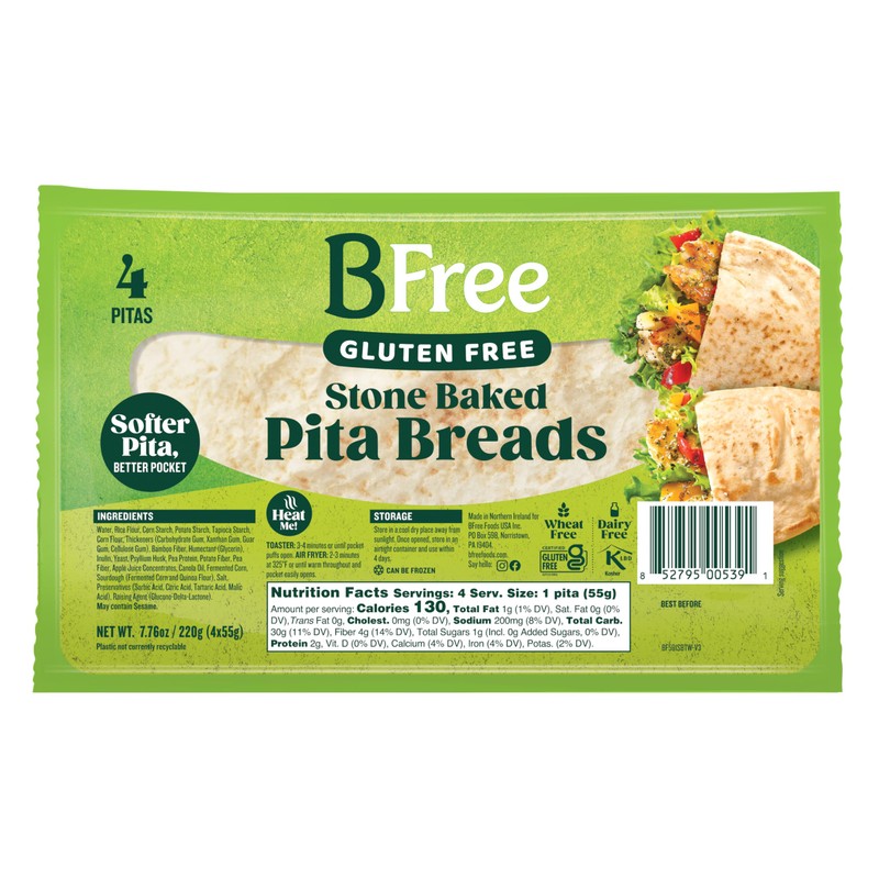 Bfree Gluten Free Stone-Baked Pita Bread, 7.76 Oz. (Pack of