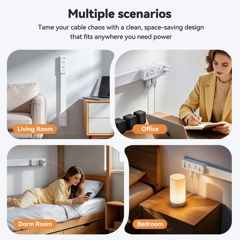 Outlet Extender Stick, 360° Rotating Wall Outlet Expander with 22-35"