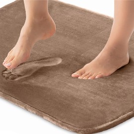 Gorilla Grip Alfombra de Baño de Espuma Viscoelástica Gruesa, Alfombras de Piso de Terciopelo Absorbente Suave, Alfombra de Baño 42X24, Alfombras Lavables A Máquina, de Secado Rápido, Color Topo