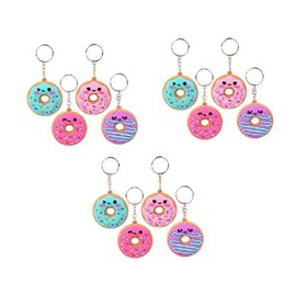 Shop Zoombie 2.25 Inch Donut Face Keychains -12 Pk – Party Favor, Accessory, Goody Bags, Prizes, Pinatas, Carnivals
