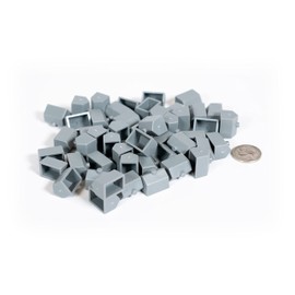 Plastic Houses: Grey Color Board Game Replacement House (Colored Miniature Town & City Buildings, Board Game Playing Pieces) | 50 Pieces