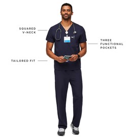 FIGS Chisec Three-Pocket Scrub Top for Men – Navy Blue, M