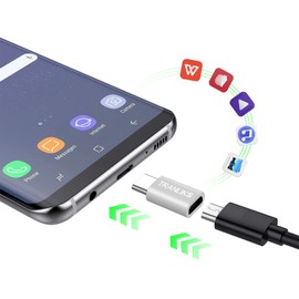 TRANLIKS Micro USB to USB C Adapter,5 Pack USB Type C Male to Micro USB Female Adapter Convert Connector Support Charge and Data Sync.
