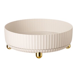 Rotating Spice Rack Round Versatile Sturdy Turntable Storage Container Organizer for Kitchen Cabinet Large Size White