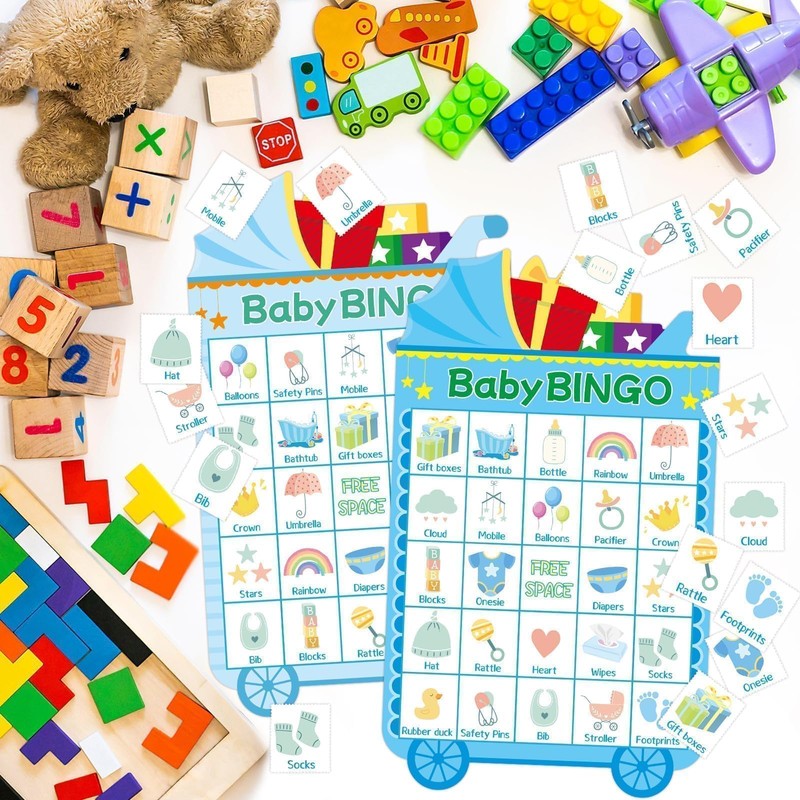 Fancy Land Baby Shower Bingo Game 24 Guests Boy Baby