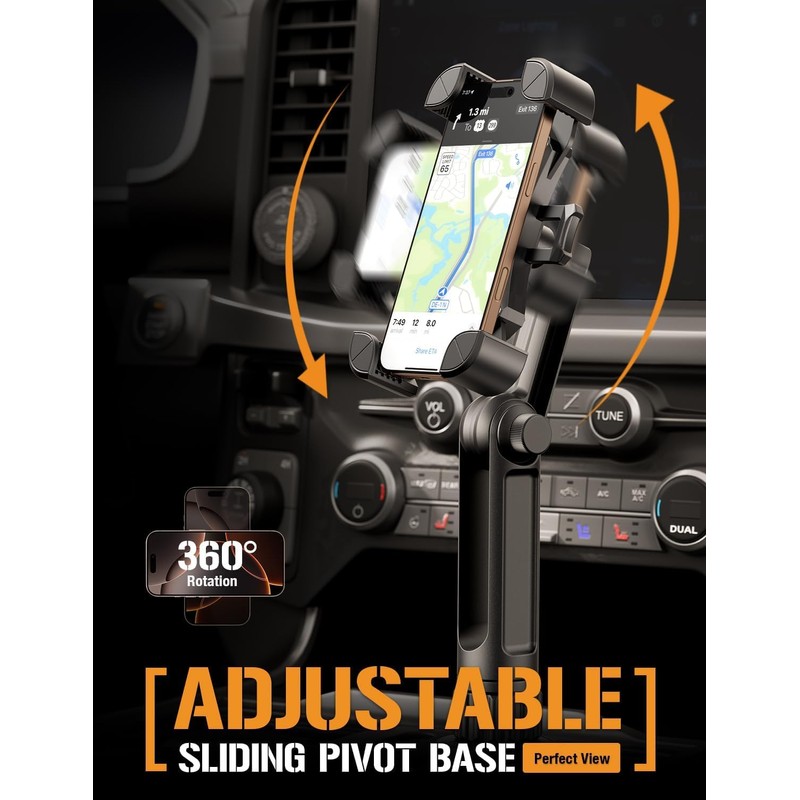 ToughTested Cup Holder Phone Mount, Heavy Duty Boom Arm, Adjustable