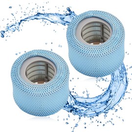 Riisoyu 2 Stück Filterkartuschen mit Schutznetzen für MSpa Whirlpoal, Netzabdeckung für 90 Falten Sieb Ersatzfilter Pool Bubble Spa Zubehör Ersatz Filter für alle Mspa Whirlpools