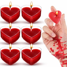 Tisancy Tisancy 6 Pcs Low Temperature Candles Tea Lights Low Heat Candles Body Safe Wax Play Toys for Lovers Couples, Wedding Anniversary Centerpiece, Smokeless, Unscented(Red,Heart)