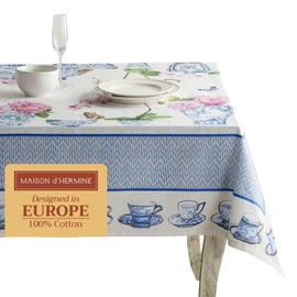 Maison d' Hermine Tablecloth 54"x72" - Canton Pattern - Rectangle Decorative Cotton Tablecloth for Dining Room, Home, Farmhouse, Parties, Outdoor, Boho & Wedding - Ideal for Spring & Summer
