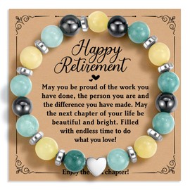 Natural Stone Retirement Gifts for Women 2025 Coworker Leaving Gifts, Bracelet You Will Be Missed Farewell Going Away Goodbye Gifts Message Card for Coworker Friends Manager Boss Teacher Employee