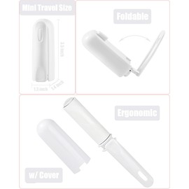 Mini Lint Roller for Travel Refillable On The Go Lint Roller with Cap and 4 Refills Total 150 Extra Sticky Sheets for Pet Hair Lint Remover with Cover for Purse Bag Car (White)