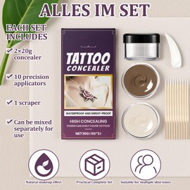 2 Sets Tattoo Cover Waterproof Tattoo Cover Up Makeup, 2 Colours Can Be Used in Combination, Water and Sweat-Proof, for Covering Tattoos, Scars and Blemishes