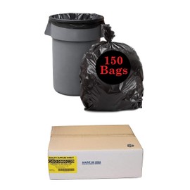 Trash Bags Black, 55-60 gallon - (150 Count) True 22 Micron Heavy Duty Black Liners | Bulk Package | Black Multi-Use Garbage Bags | Made in USA | $ Savings $