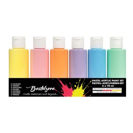 Bastelzone Acrylic Paint Set - Versatile & Highly Pigmented Painting Colours for Hobby & Artists. Water-based, Opaque, Bright & Ready to Use. Vegan (6 Pastel Colours x 60ml)