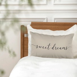 HONLUNG Sweet Dreams Throw Pillow Covers, Bed Decorative Pillows Covers, 12x20 Pillow Cover, Farmhouse Home Decor for Couch Bed Bedroom（Brown）