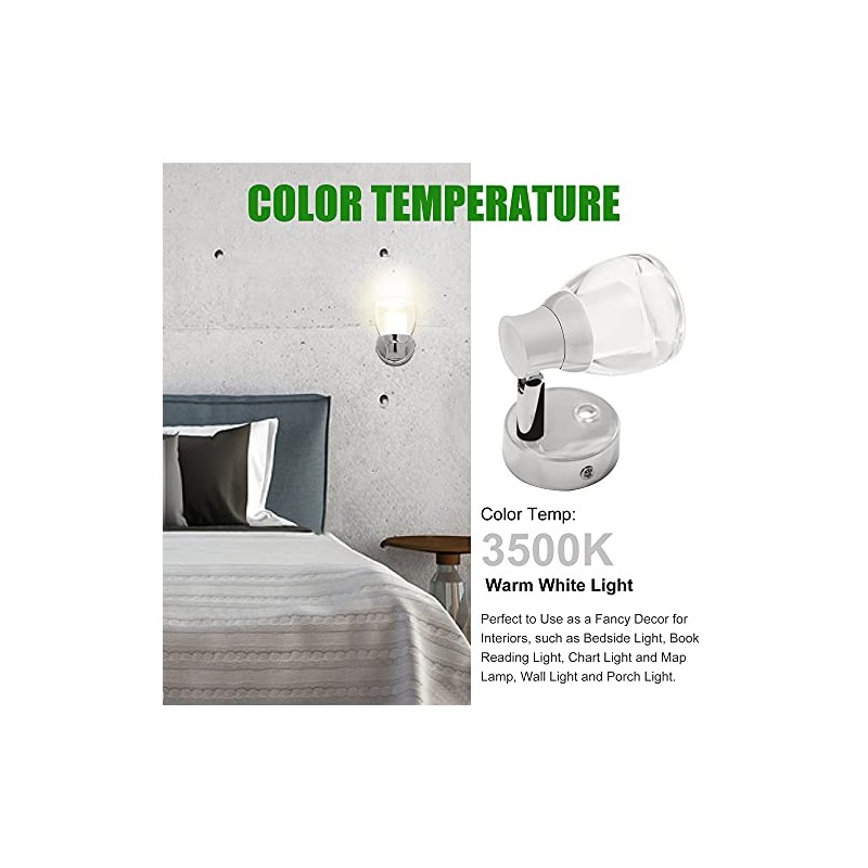 12 Volt LED Reading Light, Acrylic Rotatable Spotlight for RV