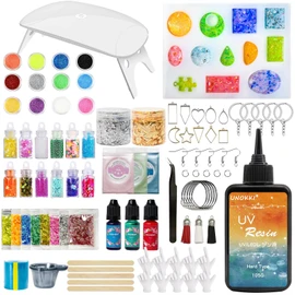 UNOKKI Resin Set, UV Resin Starter Kit Set, Beginner, Resin Colorant, Resin Mold, UV Light Resin, Includes Necessary Tools and Parts for Beginners, Resin Liquid Beginners, UV Resin Liquid Coloring Agent, Resin Craft (105G)