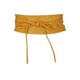 KRISP Women Faux Leather PU Obi Belt Cinch Wide Waist, Mustard, One Size, 14987-MSTD-OS