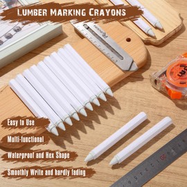 MotiMind 60 Pcs Industrial Lumber Crayons Bulk Wax Tire Marker Construction Marker for Craft Detailed Marking on Lumber Metal Carton Ceramics Concrete Glass Plastic 4.45" x 0.43" (White)