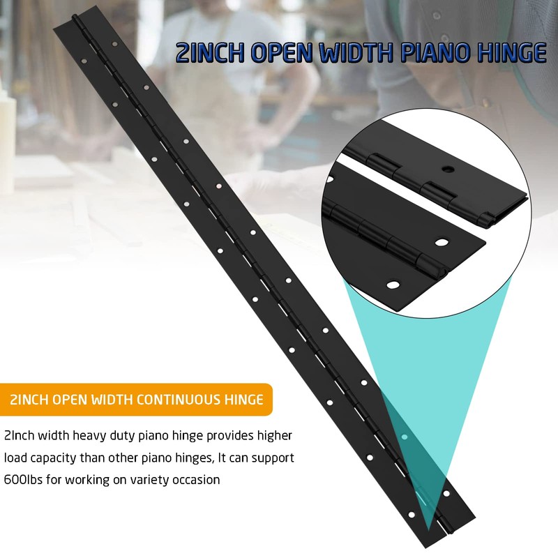 2Pcs Heavy Duty Piano Hinge, 20” Long x 2” Open