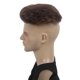H&Bwig Men Short Toppers Hairpiece Clip in Hair Extensions for Covering White Loss Hair Toupee (Brown6060#6-10)