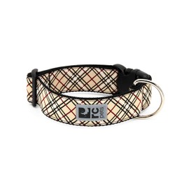 RC Pets 1-1/2 Inch Wide Adjustable Dog Clip Collar, Large, Tan Tartan
