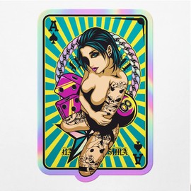 Holographic Decal Stickers of Beauty Girl Premium Waterproof Vinyl Decal Stickers for Laptop Phone Accessory Helmet Car Window Mug Tuber Cup Door Wall Decoration ANDVER3g95061HO