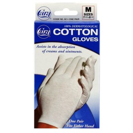 Cara Moisturizing Eczema 100% Premium Cotton Gloves, Medium, White, 1 Pair