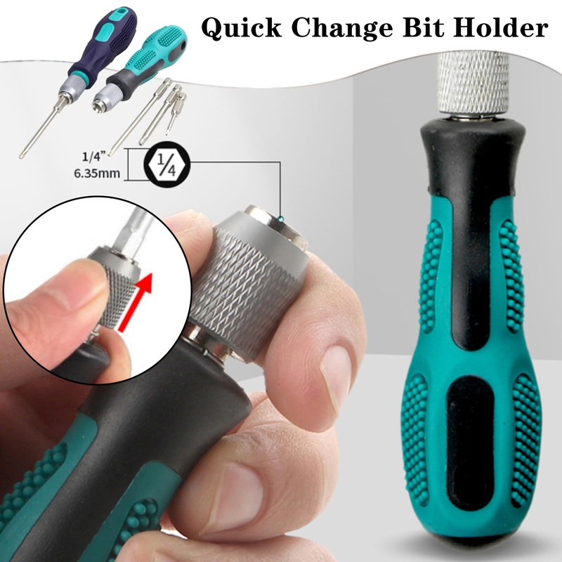 2 Pcs Bit Driver Handle Professional 1/4 inch Screwdriver Quick