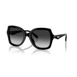 COACH Women's HC8410U Universal Fit Butterfly Sunglasses, Black/Grey Gradient, 56 mm