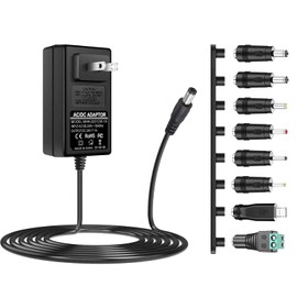 100V-240V to 24V 1A AC/DC Switching Power Supply Adapter with 8 Selectable Adapter DC Plugs (24V1A)