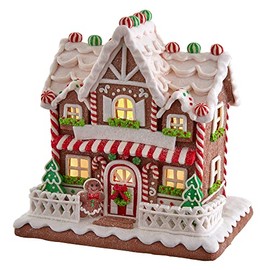 Kurt S. Adler 9-Inch Battery-Operated Light Up Two Floor Gingerbread House