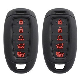 2 PCS Silicone 5 Button Remote Control Key Case Fob Shell Cover Ring Holder Protector for Hyundai Palisade Elantra 2019 2020 2021 2022 Azera Venue Kona Veloster Accent 2023 2024 Car Replacement