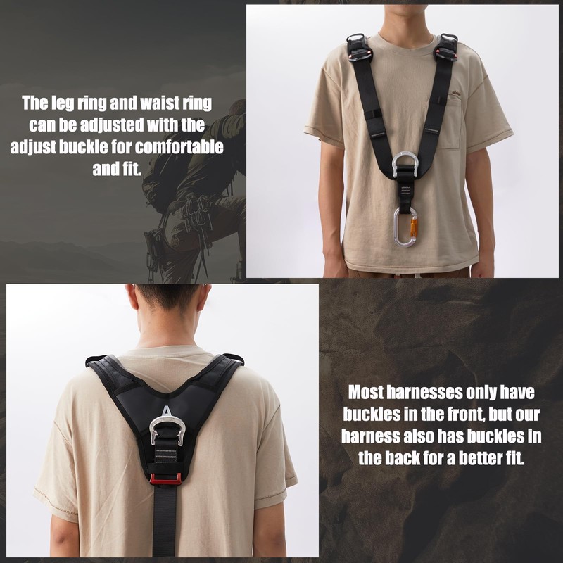 SOB Climbing Harness Shoulder Harness, Adjustable Shoulder Harness with Carabiner,