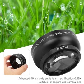 49MM 0.45X Wide Angle Macro Lens,Aluminum Alloy 49MM 0.45X Wide Angle Camera Optical Glass Macro Lens,for All 49MM Diameter Camera Lens