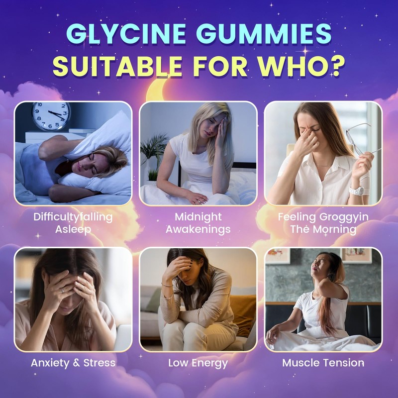2 Pack Glycine Gummies for Women & Men, Glycine Supplements