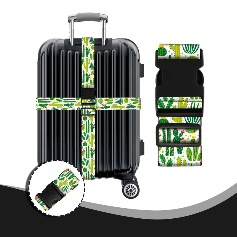 EULAPGOE 2 Piece Cactus Luggage Strap, Heavy Duty Locking Luggage