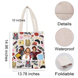 LEVLO 90s Millennial Movie Galentine's Day Shopping Bag Yellow Plaid Suit Rose Birthday Tote Bag Dance Drama Girlfriend Gift, Yellow Dress, Medium