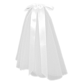JUSTUSNX White Wedding Short Veil, Bow Bride Veil with Clip for Women and Girls Party Accessories
